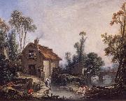 Francois Boucher Landscape with a Watermill oil